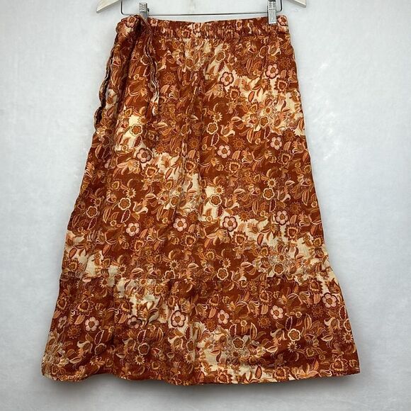 Nicole Miller 100% Linen Boho faux wrap skirt with pockets Size Large - Picture 8 of 10